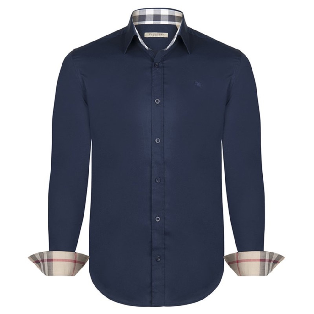 Burberry Brit Navy Blue Novacheck Detail Shirt
